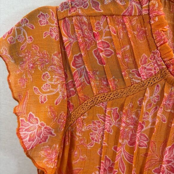 Nanette Nanette Lepore Brand Floral Print Pin Tuck Ruffle Sleeve Blouse‎ Medium - Picture 9 of 13